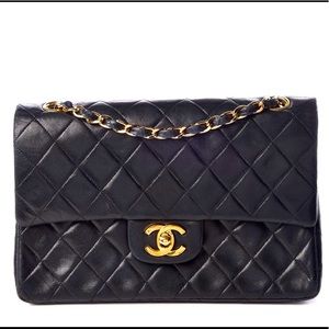 Chanel classic double flap bag in size small